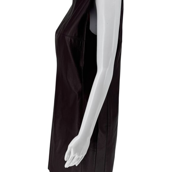 Pamella Roland Burgundy Leather Shift Dress – Excellent Pre-Owned Condition - Picture 11 of 12
